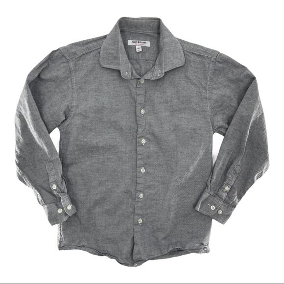 Isaac Mizrahi Gray Cotton Button Down Shirt Size 10 - Picture 2 of 5